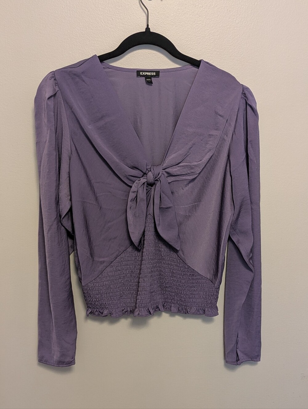 Express Purple Tie Front Blouse